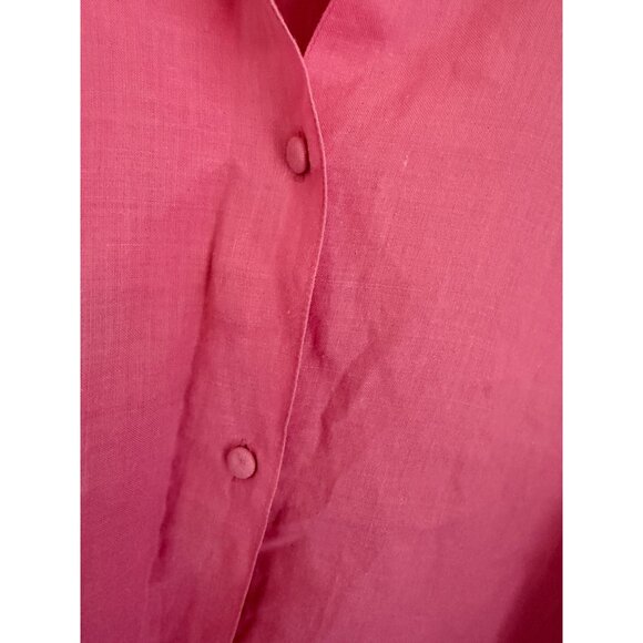 Essay 100% Linen Tunic Vintage-Inspired Pink Button-Up Shirt Oversized - Picture 6 of 10